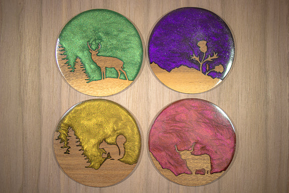 Scottish Wilderness Resin Coasters, Set of 4.