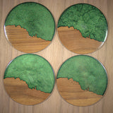 Walnut and Resin Coaster, Set of 4. Old Man of Storr.