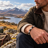 Mens Basalt and Whote Howlite Gemstone Bracelet