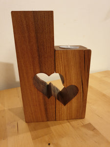 Elm Candle Holder - Double Heart